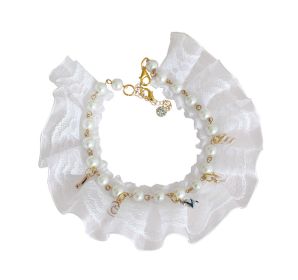 Luxurious Pearls Dog Collar With Lace