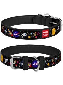 Leather Dog Collar with NASA Design